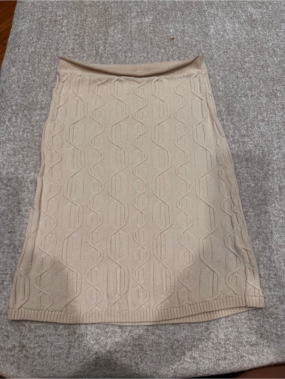 Beige Cable Knit Pencil Skirt - Women's